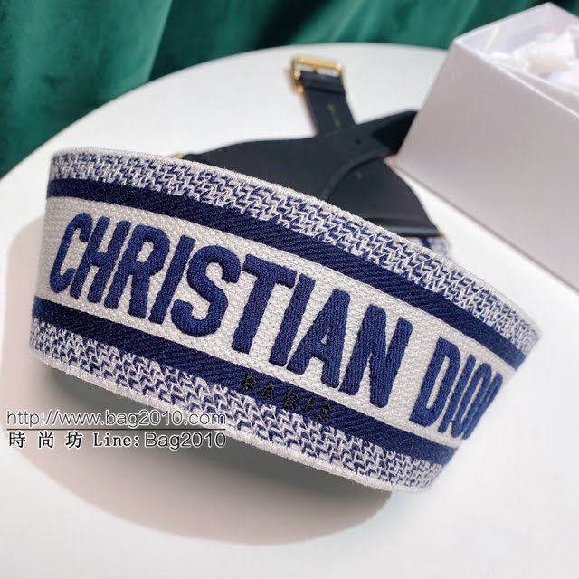 Dior女士腰帶 迪奧Christian Dior刺繡帆布皮帶  jjp1971